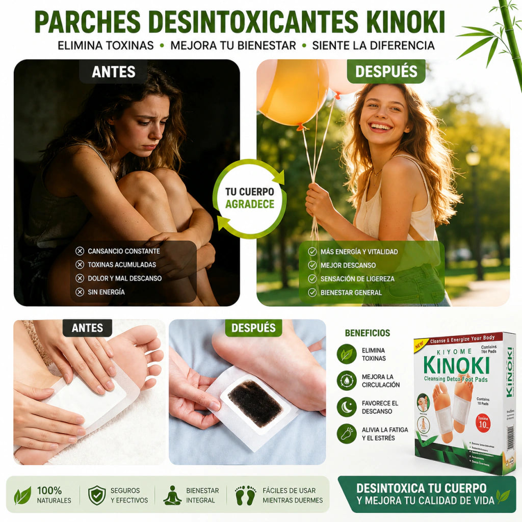 Parches Detox Kinoki – Descansá Mejor y Despertá Liviana (Caja x10)